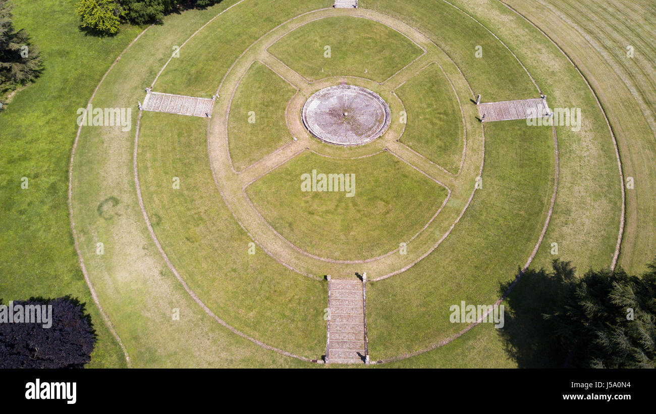 Giardino e parco, fontana, villa Bagatti Valsecchi, villa, vista aerea, del XVIII secolo, villa italiana, Varedo, Monza e Brianza, Lombardia Italia Foto Stock