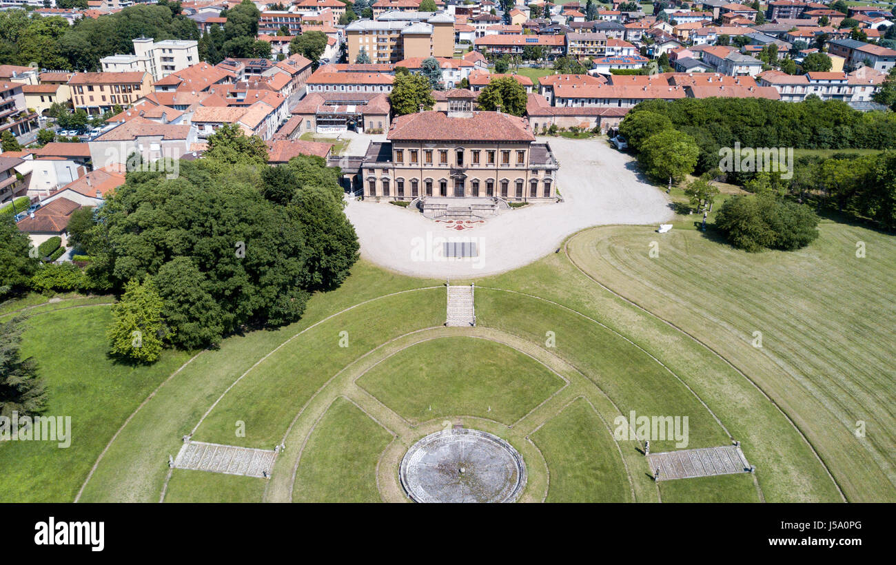 Villa Bagatti Valsecchi, villa, vista aerea, del XVIII secolo, villa italiana, Varedo, Monza e Brianza, Lombardia Italia, 16-05-2017 Foto Stock