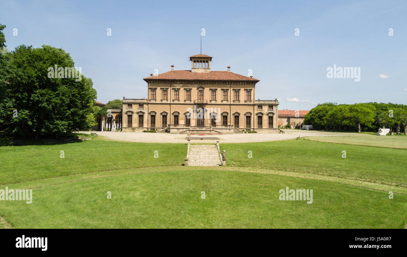 Villa Bagatti Valsecchi, villa, vista aerea, del XVIII secolo, villa italiana, Varedo, Monza e Brianza, Lombardia Italia, 16-05-2017 Foto Stock