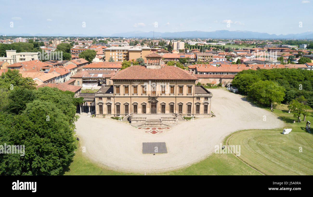Villa Bagatti Valsecchi, villa, vista aerea, del XVIII secolo, villa italiana, Varedo, Monza e Brianza, Lombardia Italia, 16-05-2017 Foto Stock