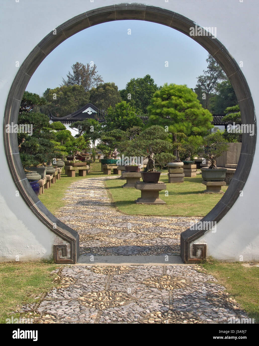 Struttura di viaggio Asia giardino obiettivo passaggio archgway porta ingresso del gantry rilassata Foto Stock