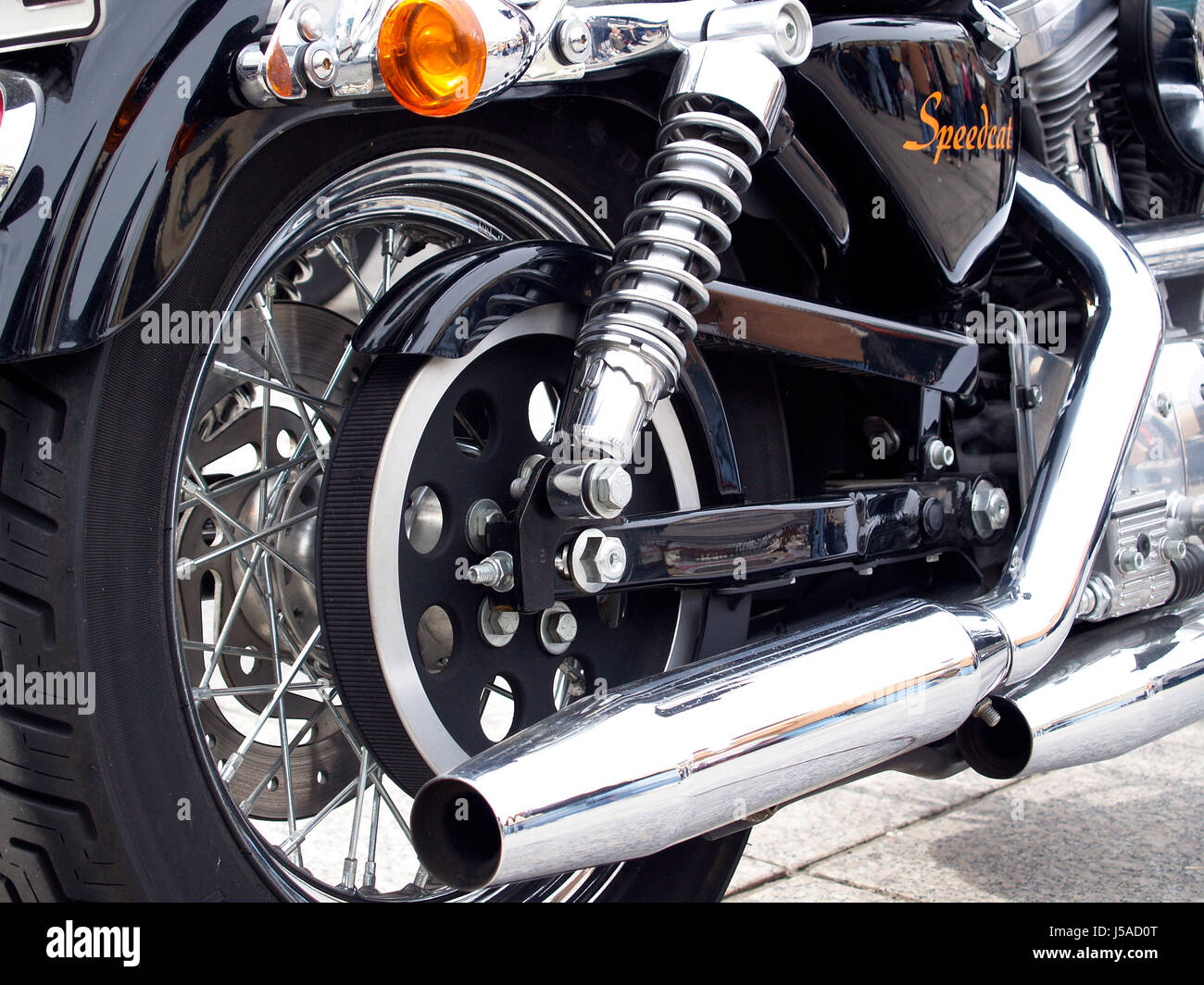 Ruota di cromo ruote moto gomma moto Harley Davidson Moto zweirad Foto Stock