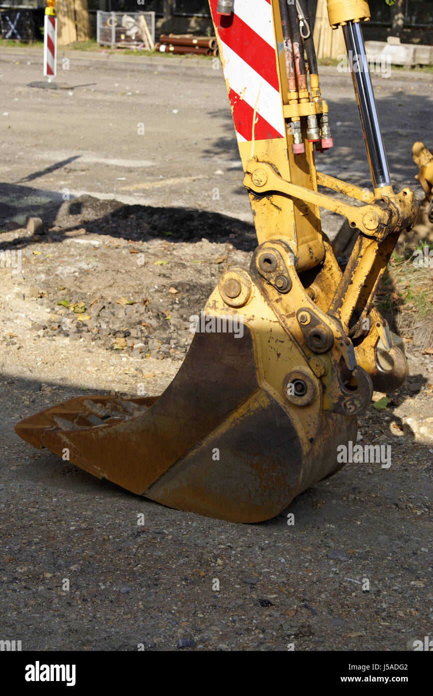 Draga,pala,protezione,costruzione di strada,rosso,sito in costruzione,weiss,strasse Foto Stock