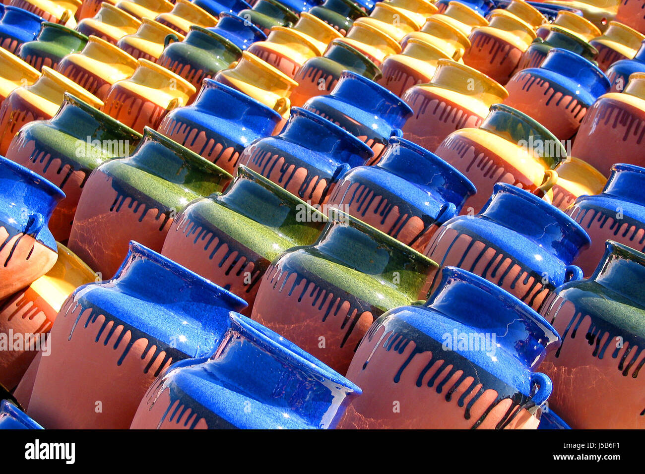 Il colore blu verde brocca artigianale di vernice copia Duplica copia carbone fotocopiatrice Foto Stock