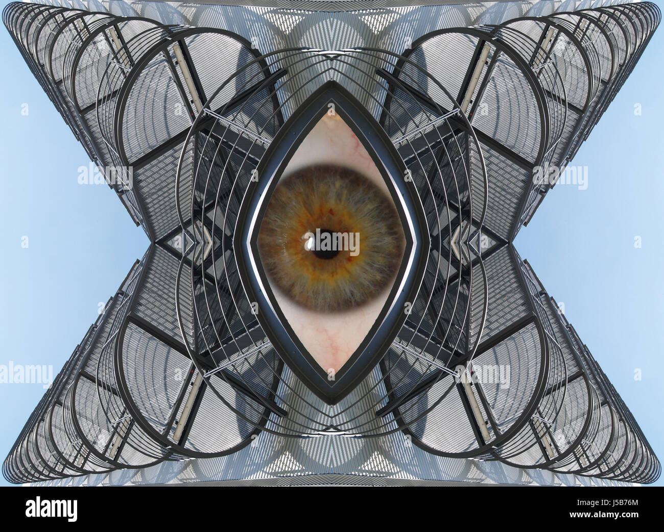 Worm occhio scale blu casa ufficio edificiio multipiano edificio multipiano Foto Stock