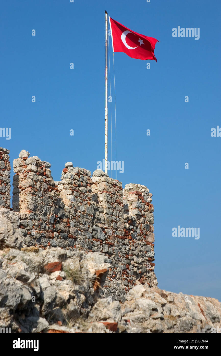 Storica Bandiera della Turchia al flutter flagstaff pittogramma pittogramma scambi Foto Stock