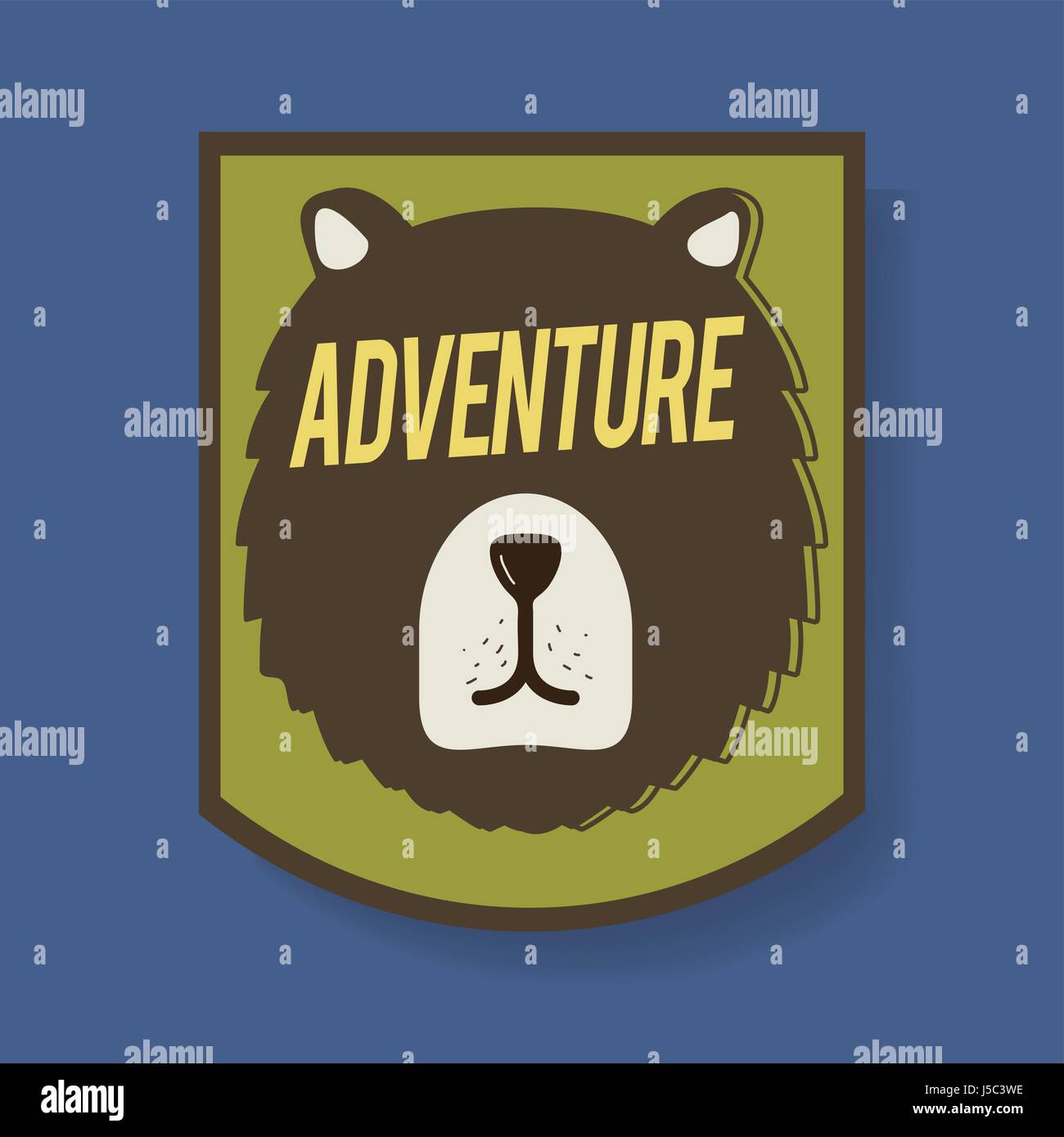 Orso Badge avventura grafica vettoriale illustrazione Illustrazione Vettoriale