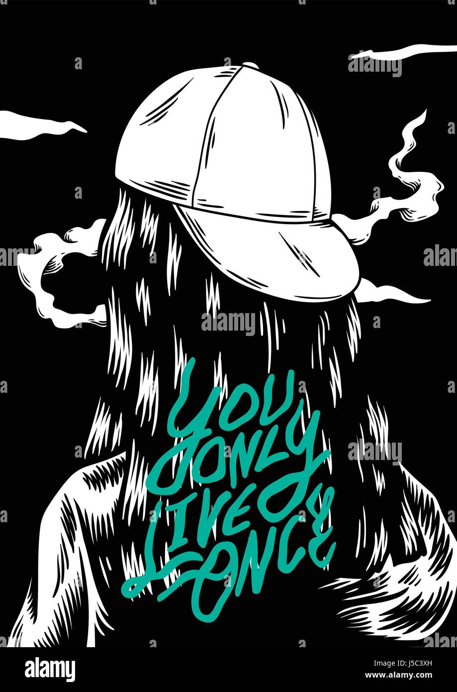 Si vive una volta sola una frase sulla persona capelli illustrazione grafica illustrazione Illustrazione Vettoriale