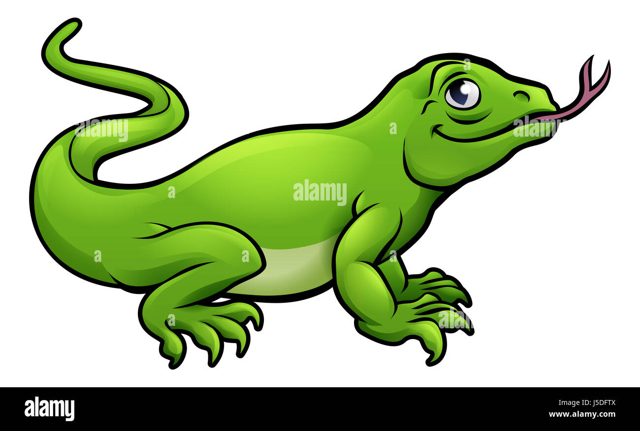 Un drago di Komodo lizard simpatico personaggio dei cartoni animati Foto Stock
