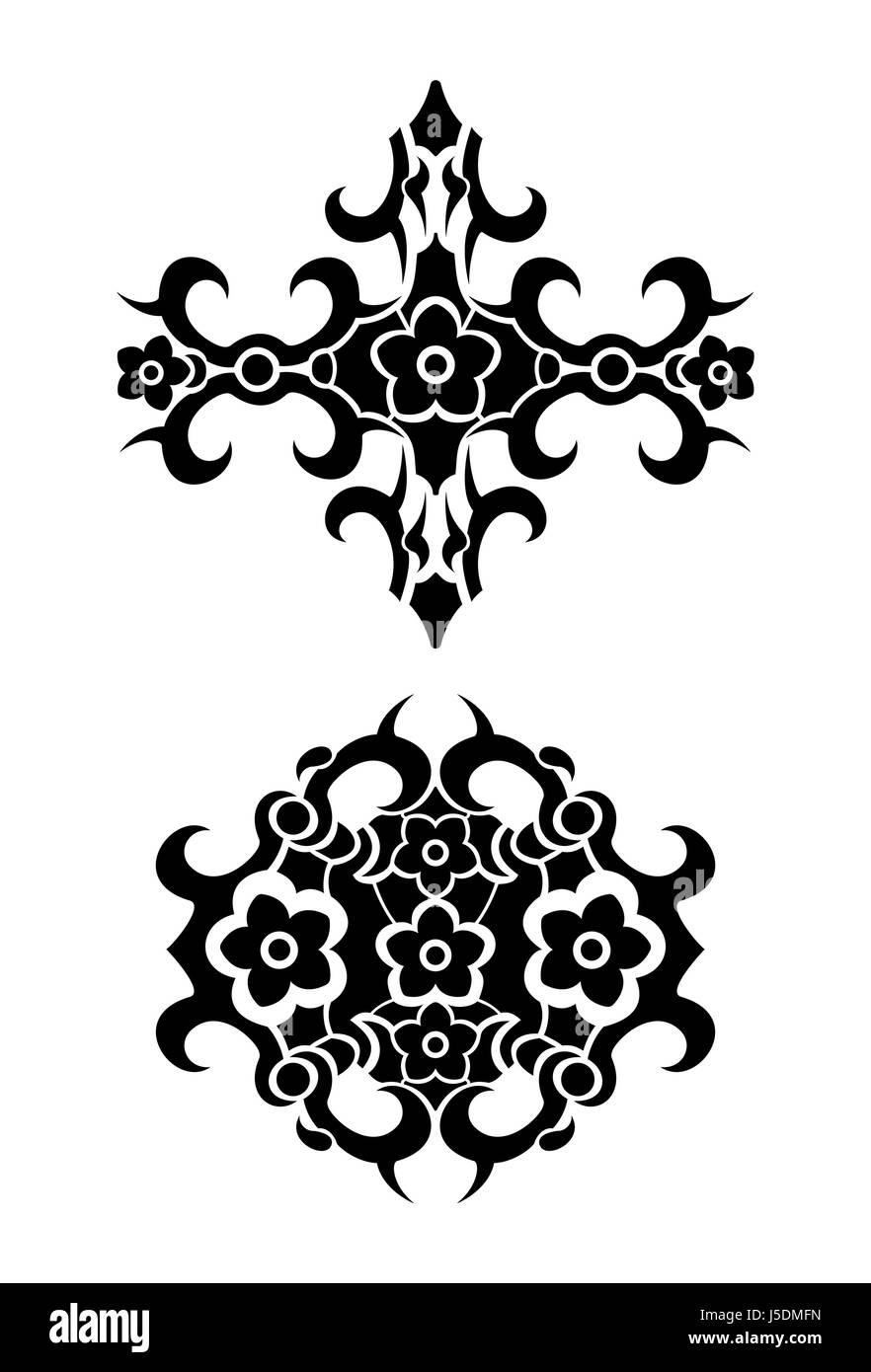 Fiori tatuaggio tribali impostato Foto Stock