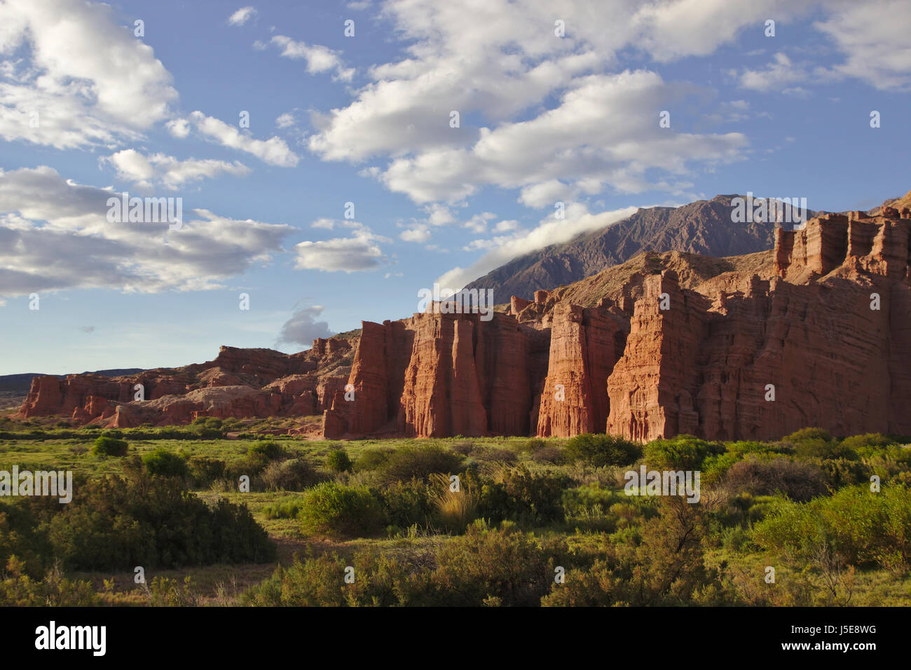 Formazione di roccia Los Castillos, Quebrada de las Conchas (Quebrada de Cafayate), Provincia di Salta, Argentina Foto Stock