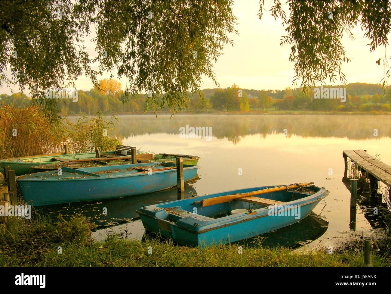 Sunrise reed bridge barche a vela Barche a vela Barche a remi imbarcazione natante Foto Stock