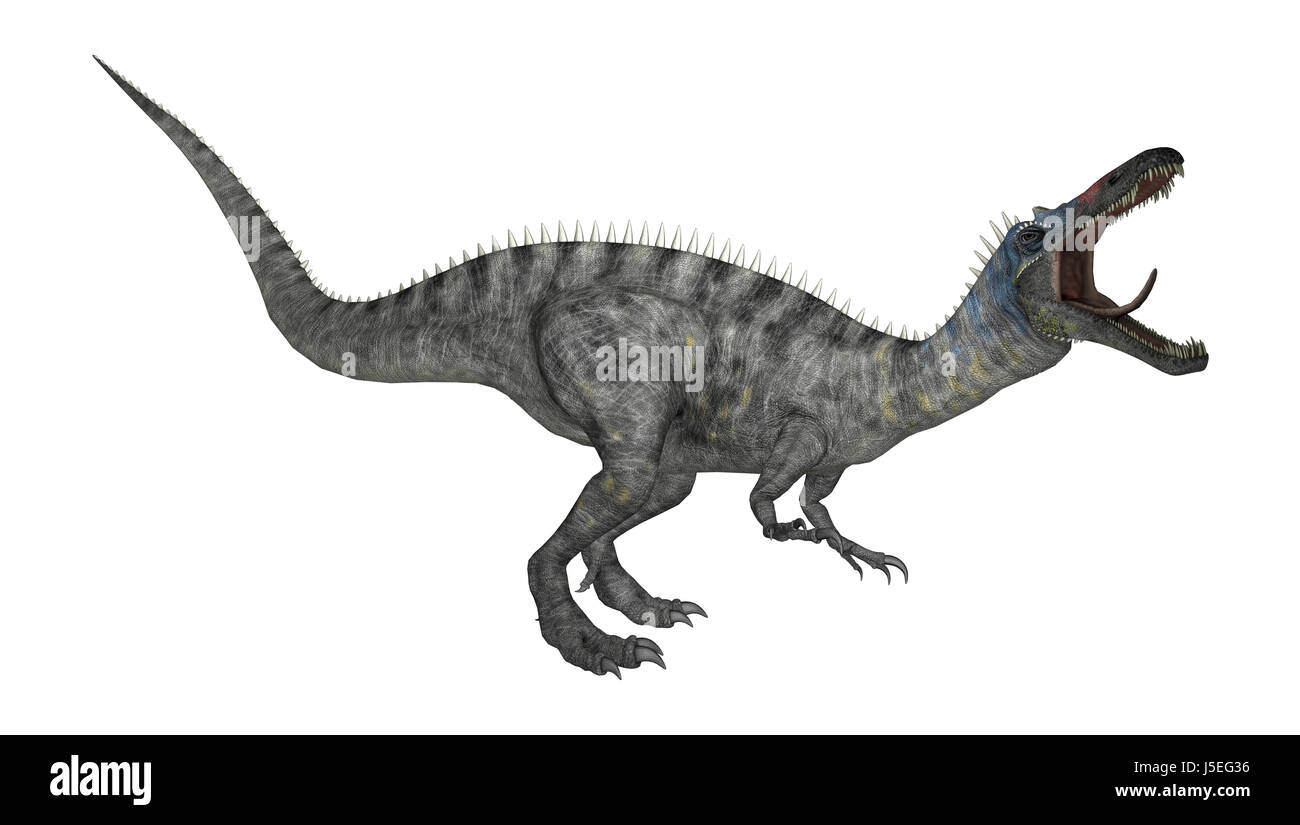 3D rendering di un dinosauro Suchomimus o Suchomimus tenerensis isolati su sfondo bianco Foto Stock