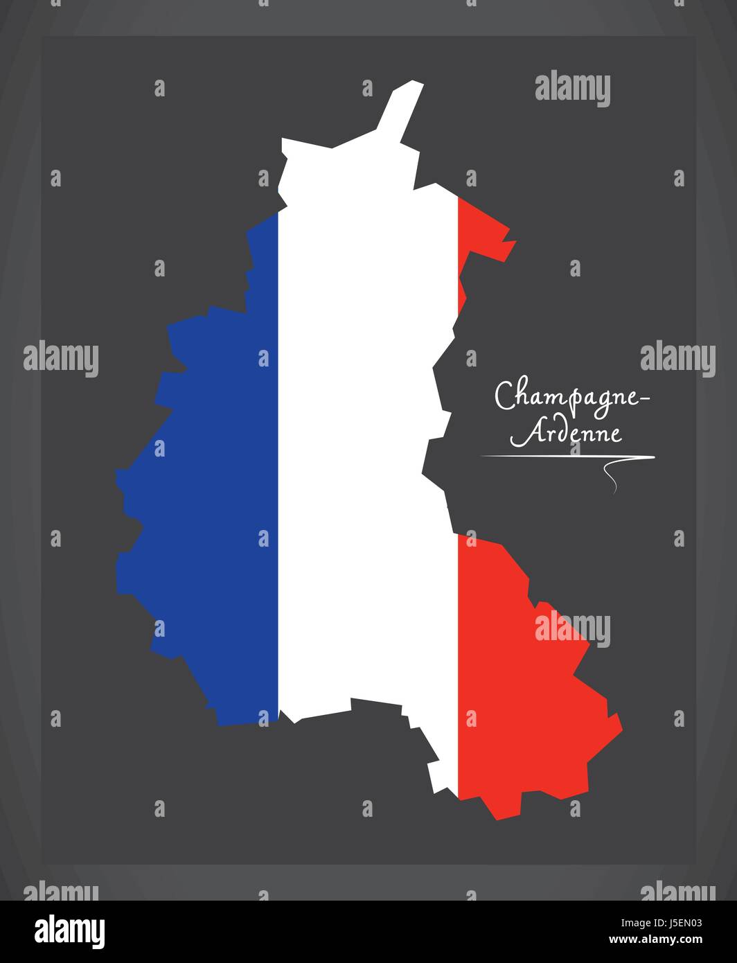 Champagne-Ardenne mappa francese con bandiera nazionale illustrazione Illustrazione Vettoriale