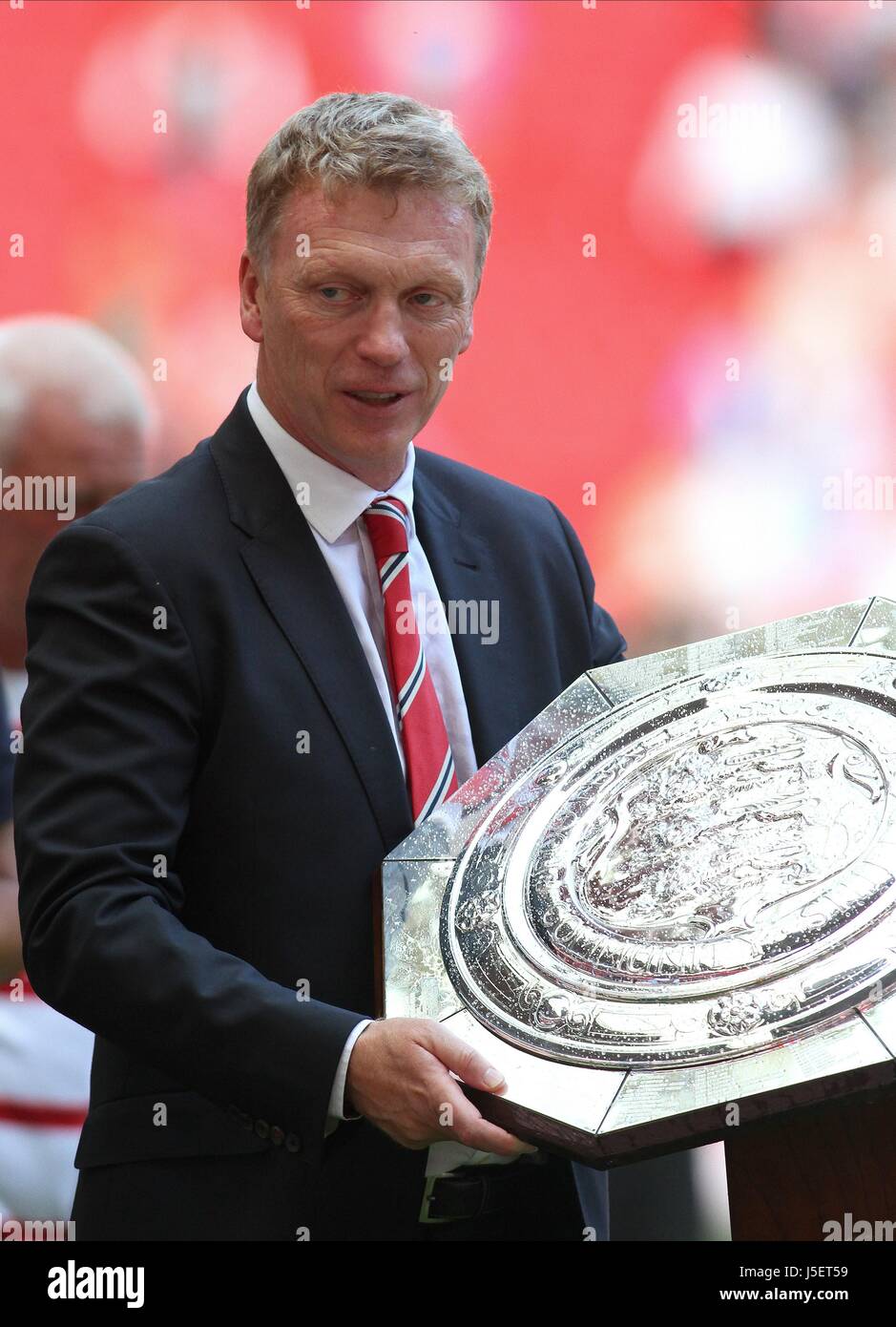 DAVID MOYES CON COMUNITÀ SHI MANCHESTER UNITED V WIGAN ATHL WEMBLEY STADIUM LONDON REGNO UNITO 11 Agosto 2013 Foto Stock