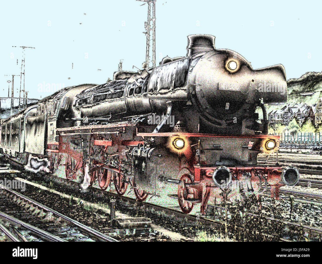Locomotore ferroviario treno motore materiale rotabile veicolo mezzo di vapore di viaggio Foto Stock