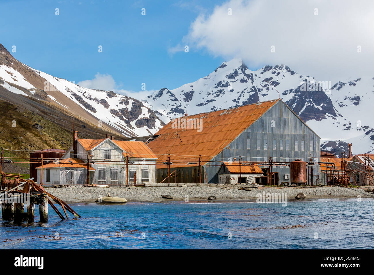 Capitaneria di Porto e casa di caccia alle balene di fabbrica sui Stromness Isola Foto Stock