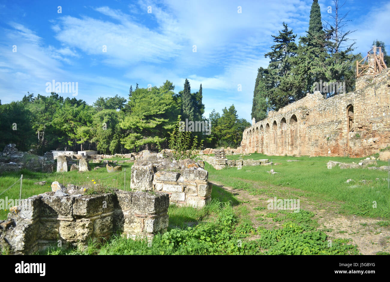 Antico monastero di Dafni ad Atene in Grecia Foto Stock