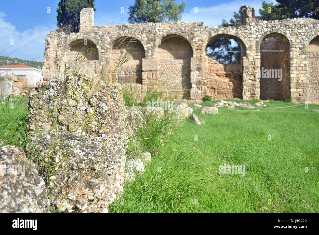 Antico monastero di Dafni ad Atene in Grecia Foto Stock