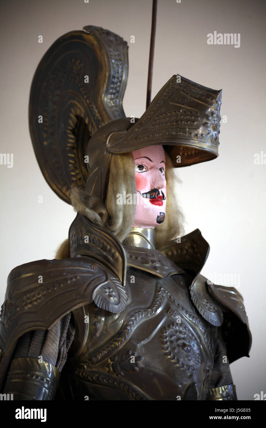 Antichi storici atto bambola prestazioni sicilia knight armament burattino burattinaio Foto Stock