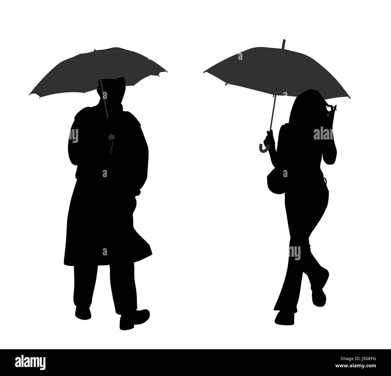 Uomo e donna con ombrello Illustrazione Vettoriale