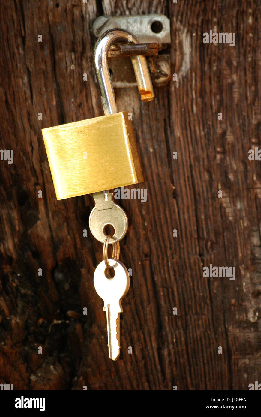 Bloccare l'anello privato obiettivo passaggio archgway gate gantry argento porta aperta anello chiave Foto Stock