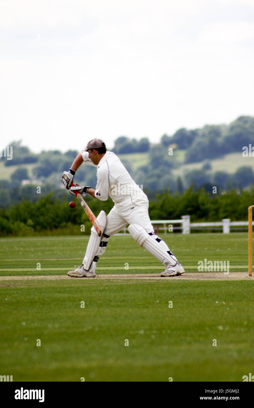 Battere in corrispondenza della piega in un inglese un gioco di cricket  Foto stock - Alamy