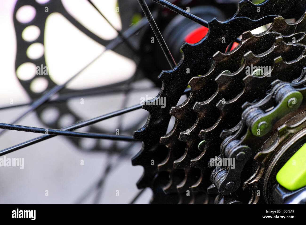 Cassetta di marcia sulla bicicletta. Close-up. Foto Stock