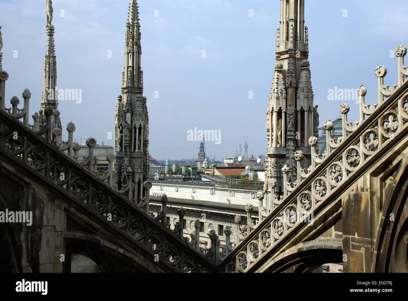 Vista panoramica dal duomo di Milano Foto Stock