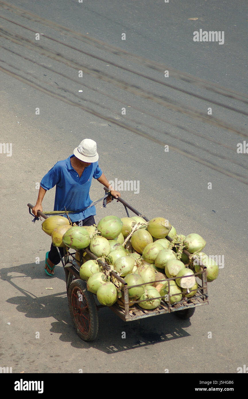 Cibo aliment vendere asia freschezza di trasporto di carica di frutta cambogia carrello di alimentazione Foto Stock