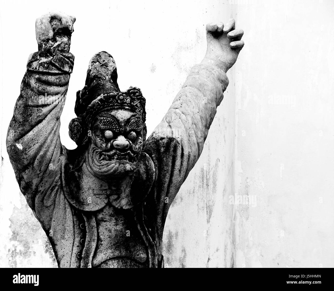 Tempio di arte statua di pietra scultura asia thailandia buddha rage rabbia beseechingly Foto Stock