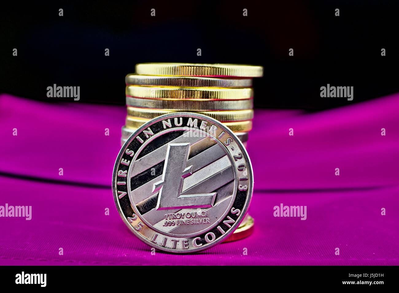 Valuta digitale argento fisico litecoin coin Foto Stock