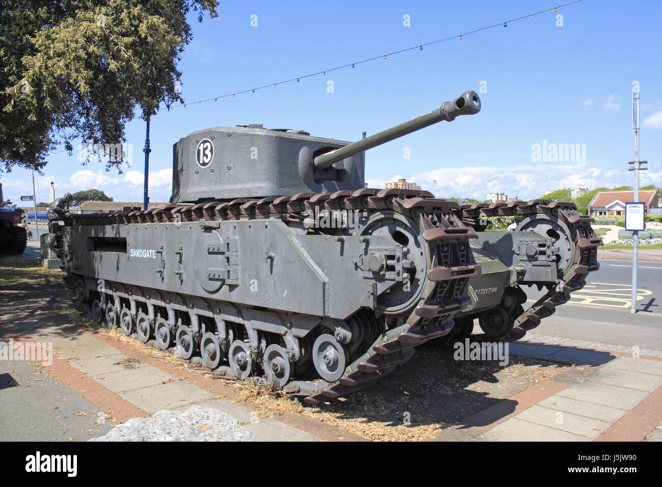 Churchill MkVII lanciafiamme coccodrillo al di fuori del serbatoio D-Day Museum, Southsea, Portsmouth, Hampshire, Inghilterra, Gran Bretagna, Regno Unito, Gran Bretagna, Europa Foto Stock