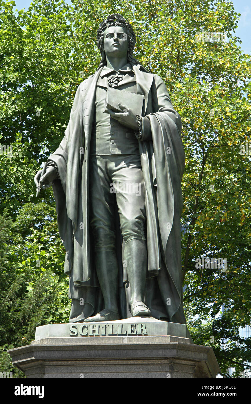 Il metropolis statua pensatore città manhattan poeta scrittore autore di Friedrich Schiller Foto Stock