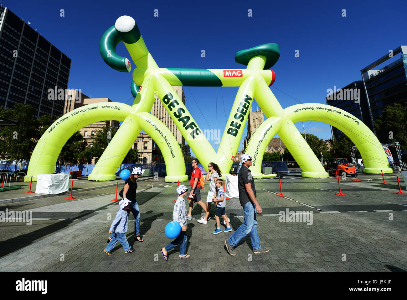 Festività ed eventi durante il Tour Down Under in Adelaide, Australia. Foto Stock