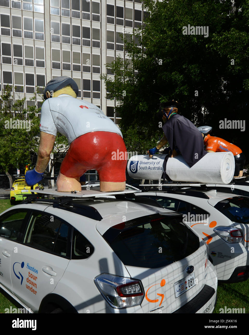 Festività ed eventi durante il Tour Down Under in Adelaide, Australia. Foto Stock