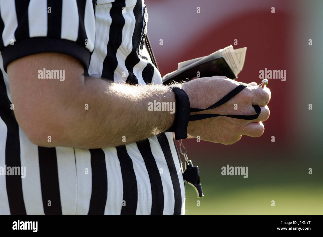 Nota memo slip sport sport sfera striati arbitro ufficiale americano di calcio Foto Stock