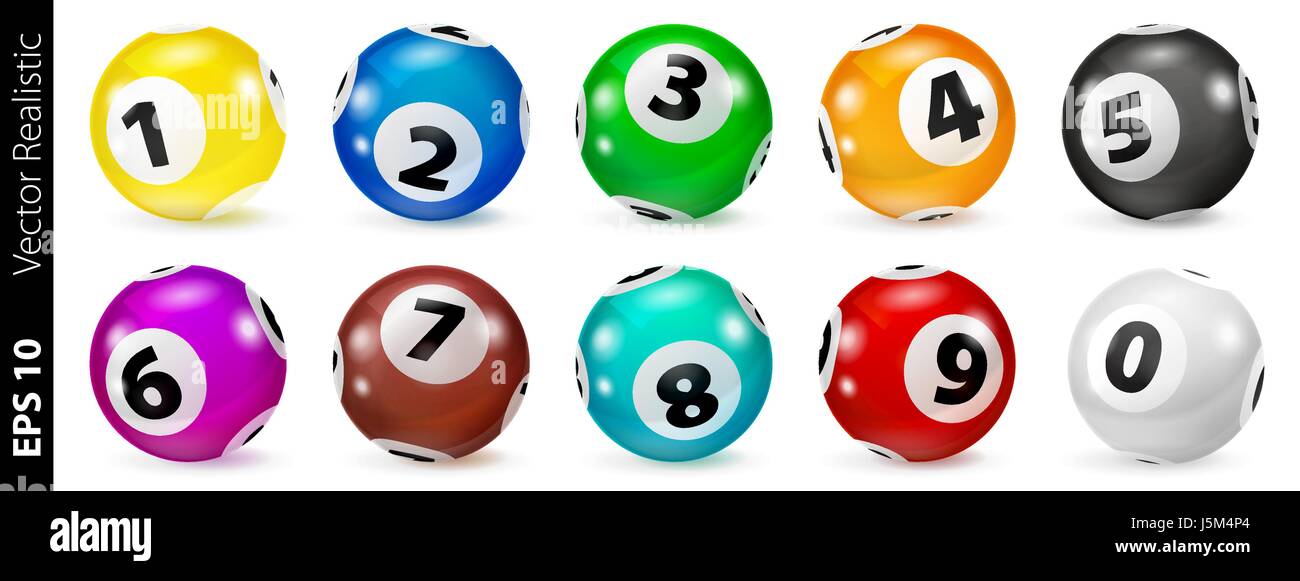 Vettore Bingo colorati. Numero di lotteria palle. Le palle colorate isolato. Sfera di bingo. Le sfere di bingo con numeri. Set di palline colorate. Vettore di realistiche. Lotto Illustrazione Vettoriale