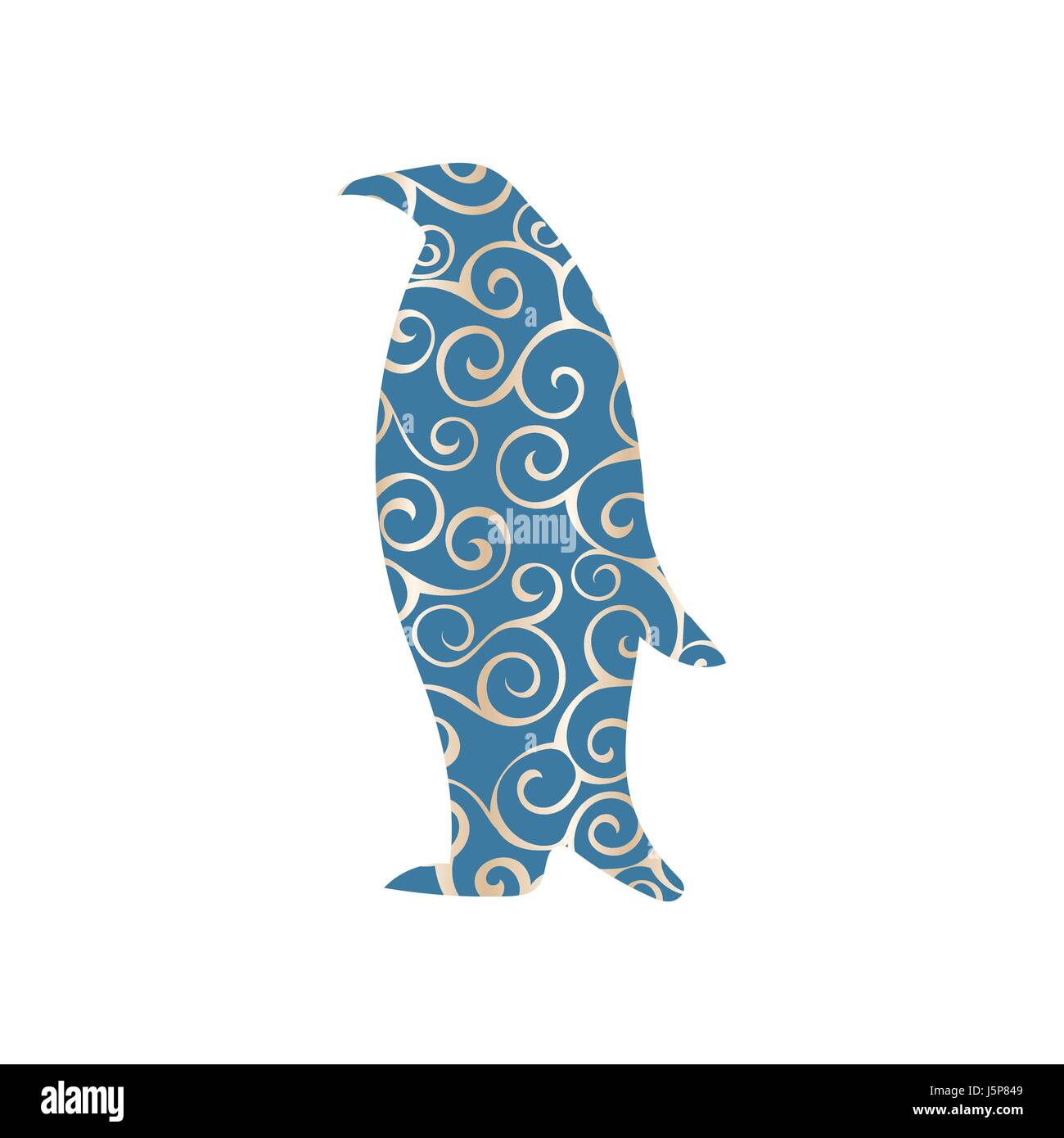 Penguin bird colore animale silhouette Illustrazione Vettoriale