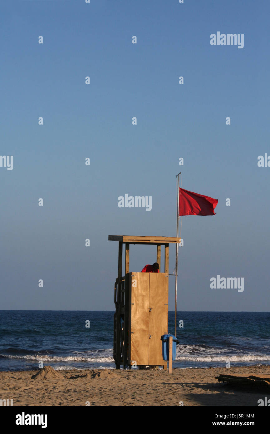 Pericolo spiaggia mare spiaggia mare spagna mediterraneo di acqua salata Foto Stock