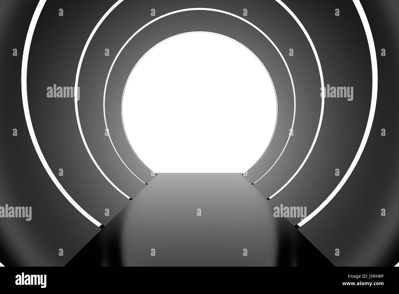 Astronave futuro. Avveniristico tunnel interni con luce circolare. Il rendering 3D Foto Stock