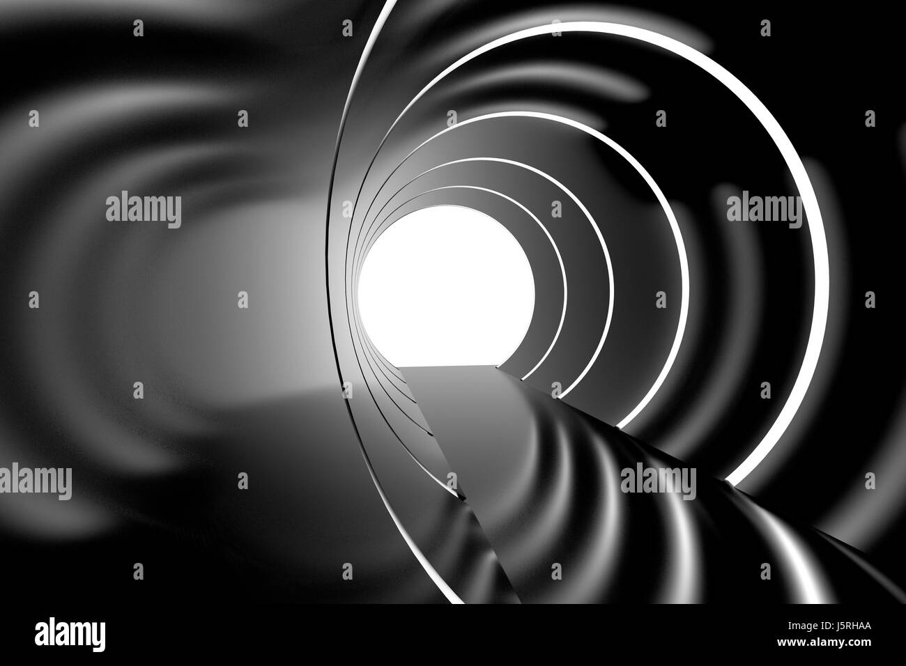 Astronave futuro. Avveniristico tunnel interni con luce circolare. Il rendering 3D Foto Stock