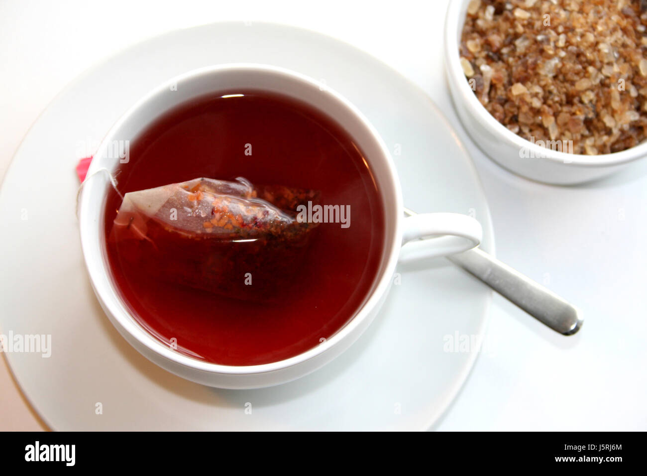Tazza di tè tè tè sacchetto-cup candy cablaggio rosso cup salute bevande bere bibs Foto Stock