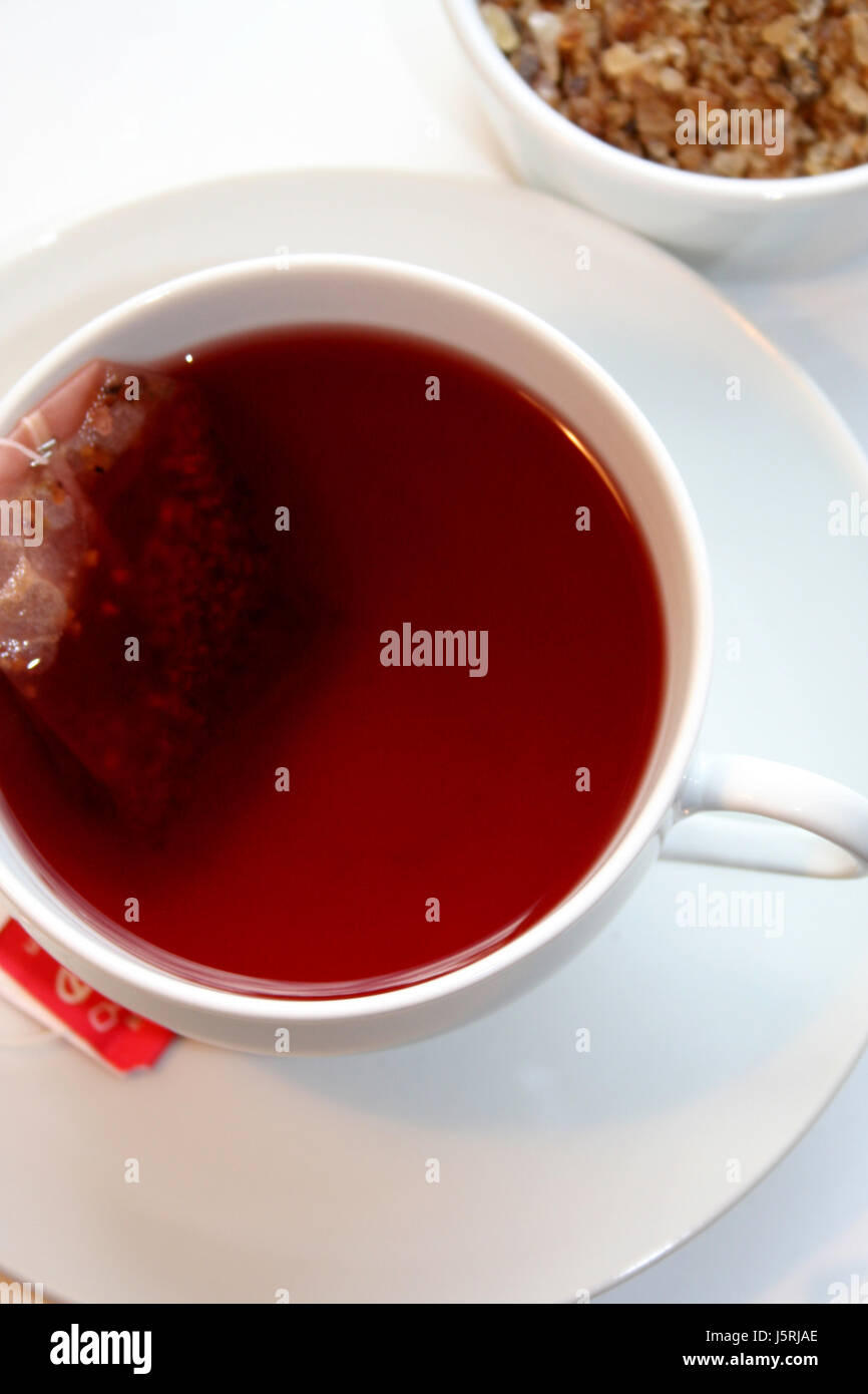 Bevande tè bere bibs sacchetto da tè tazza di tè rosso candy coppa del cavo vuoto Foto Stock