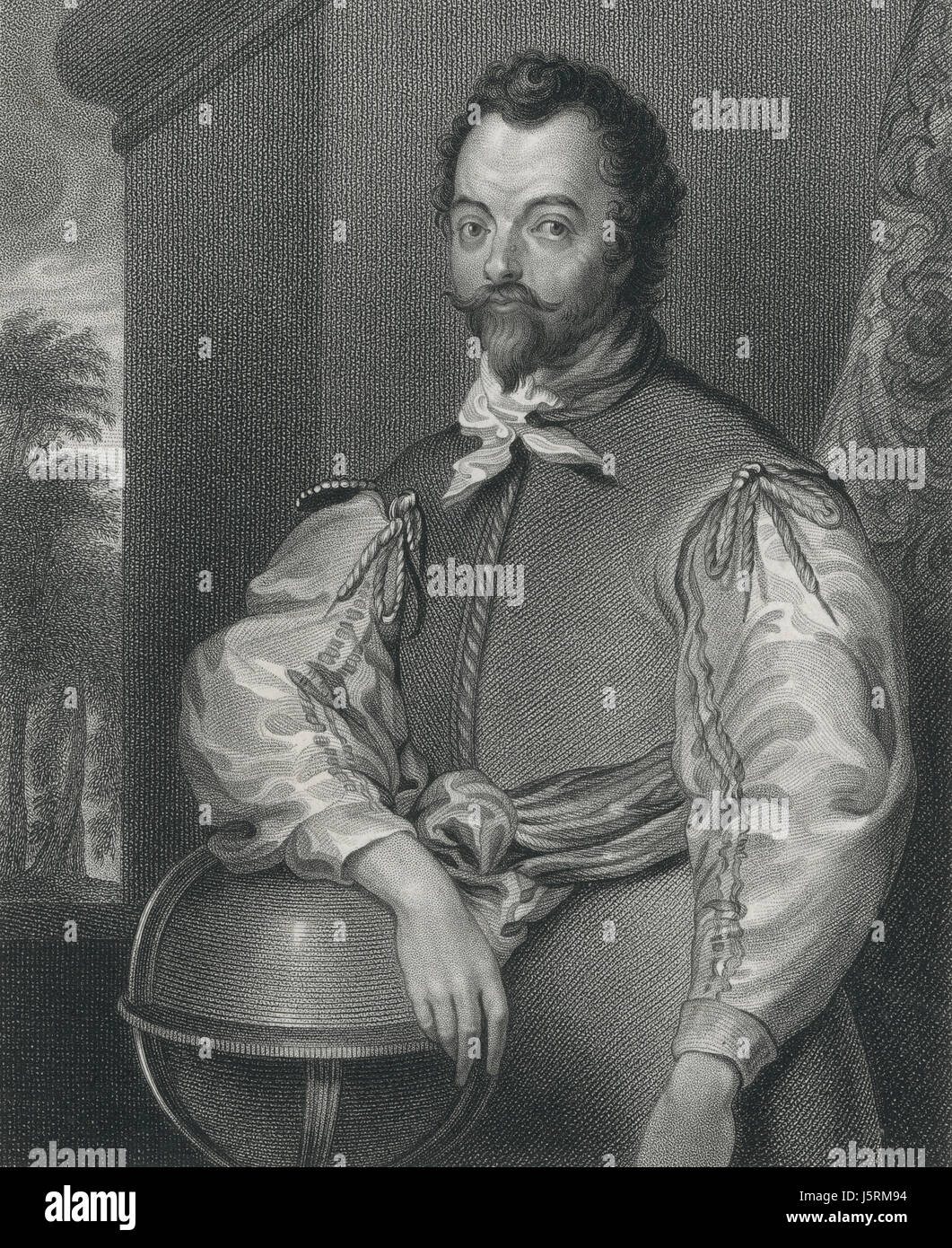 Sir Francis Drake (1540-96), ammiraglio inglese e Navigator, Ritratto, incisi da S. Freeman, 1829 Foto Stock