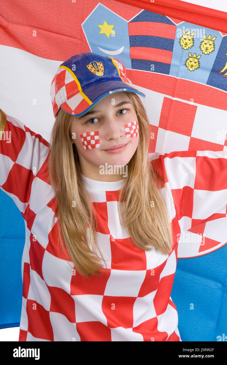 Euro bandiera croazia adolescente sostenitore fanatico della ventola kroatienfan croatienfan Foto Stock