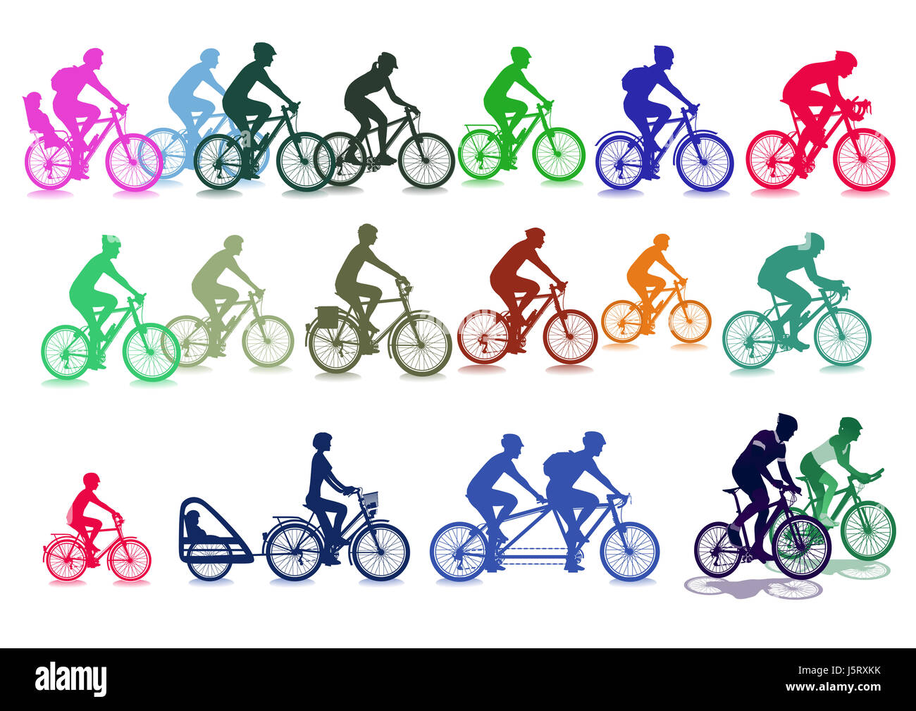 Ciclista imposta illustrazione, isolato Foto Stock