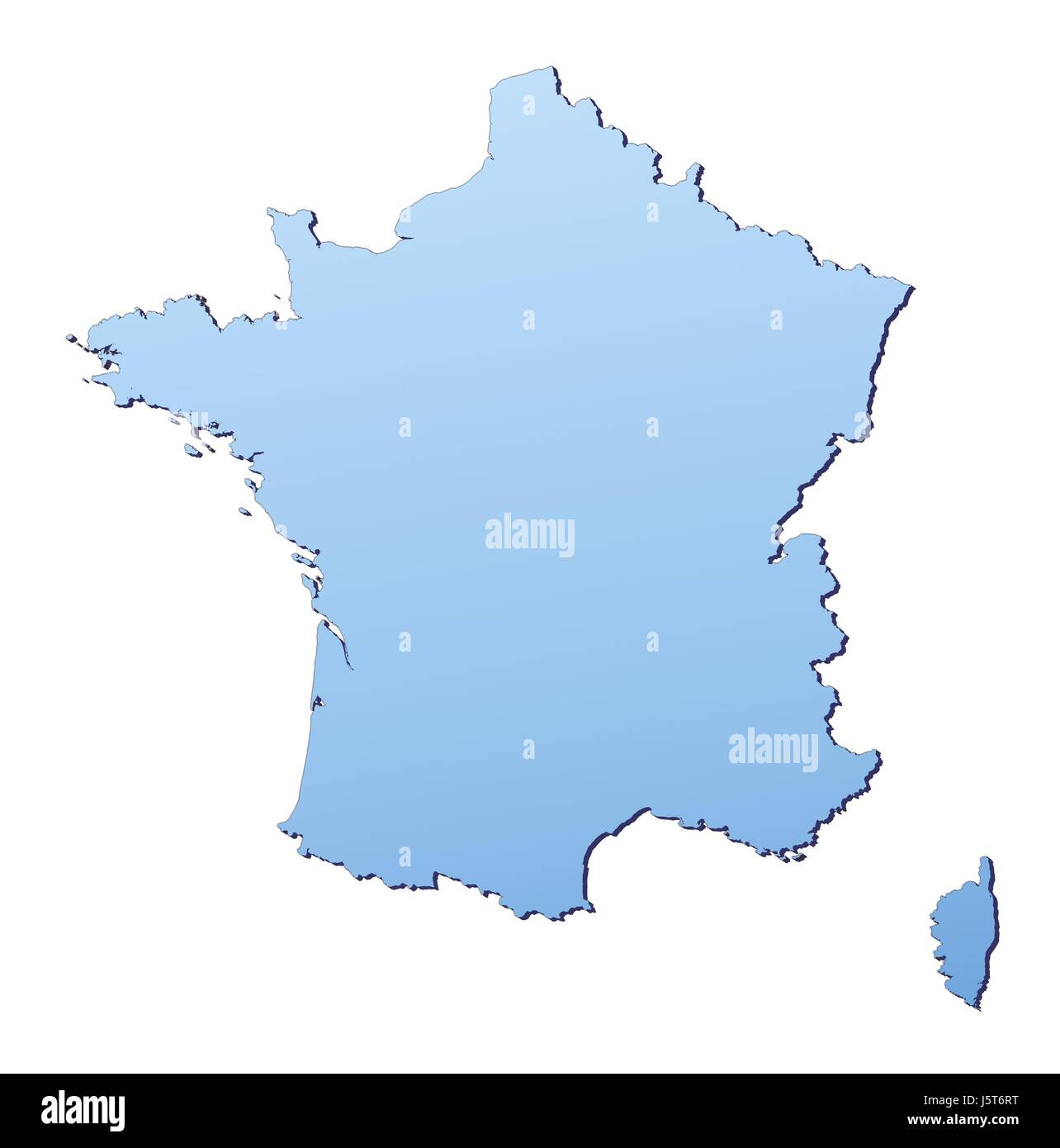 Blue isolato Francia delineare mappa gradiente atlas mappa del mondo sullo sfondo Foto Stock