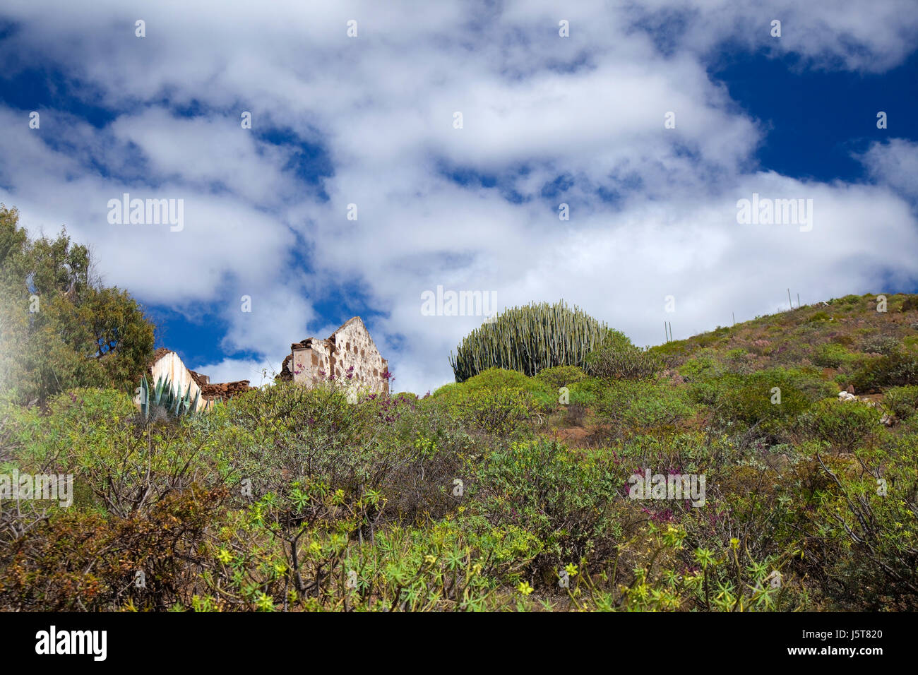 Gran Canaria, rovinato lo stile tradizionale casa in zona rurale di Telde comune Foto Stock