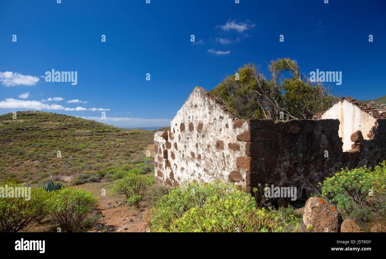 Gran Canaria, rovinato lo stile tradizionale casa in zona rurale di Telde comune Foto Stock